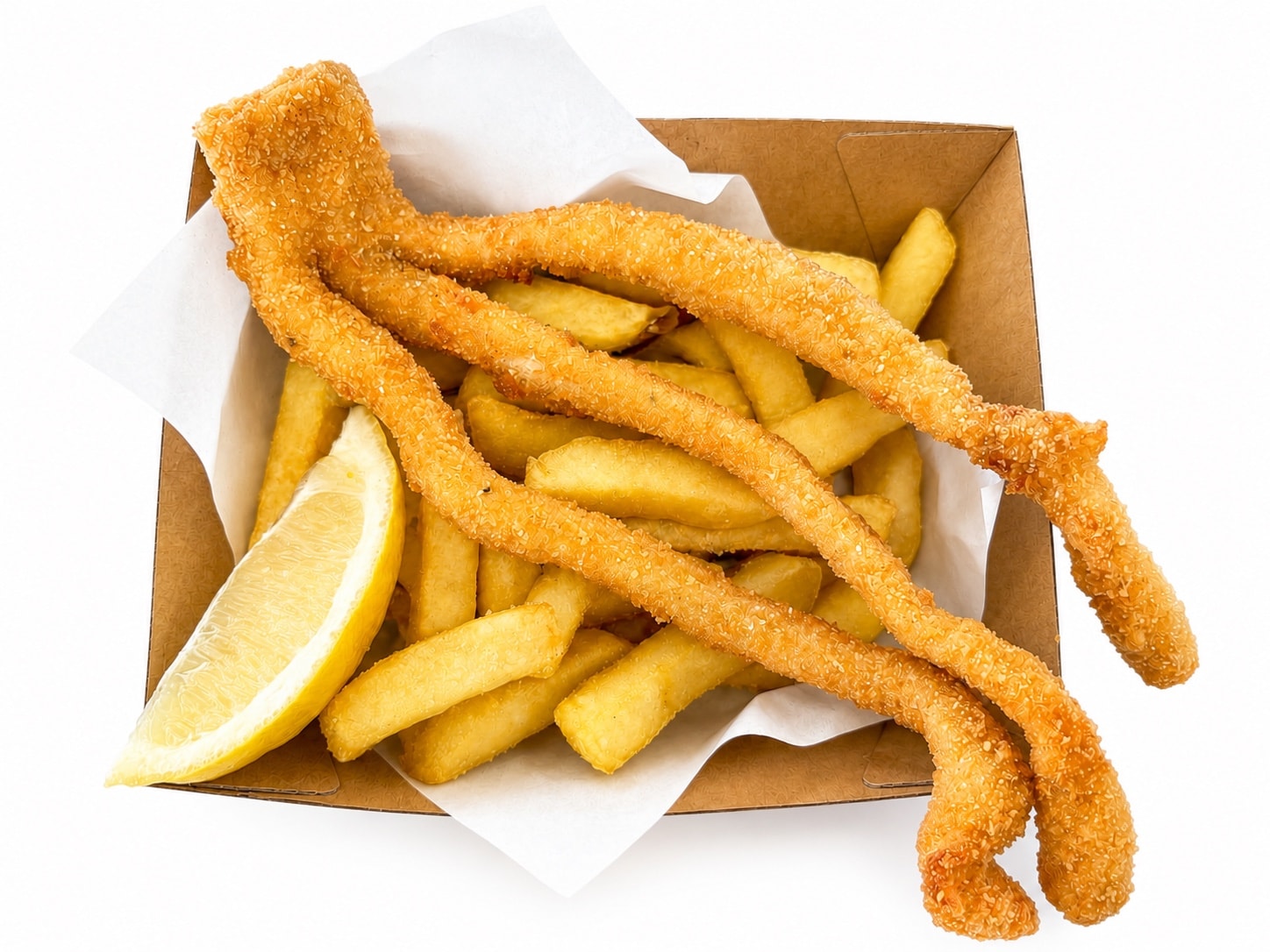 Calamari fingers and chips